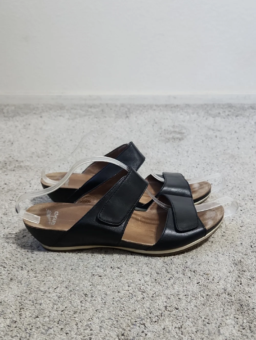 Dansko Vienna Black Leather Strappy Wedge Slide Sandals Size 42